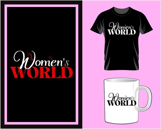 vector de diseño de camiseta y taza del día de la mujer del mundo de las mujeres