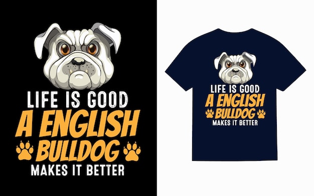 Vector vector de diseño de camiseta de tipografía de bulldog inglés