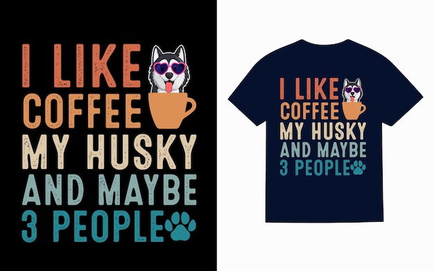 Vector de diseño de camiseta de tipografía de perro husky siberiano