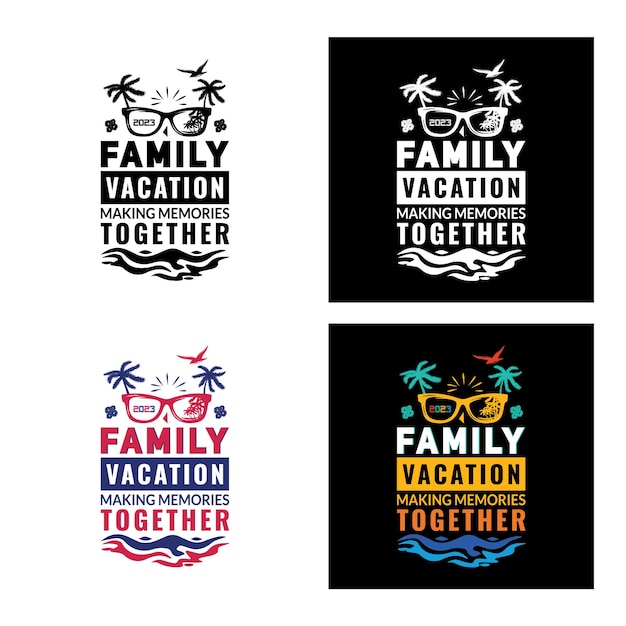 Vector vector de diseño de camiseta de vacaciones familiares de vector