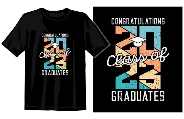 Vector de diseño de camiseta vintage de graduación Felicitaciones Graduados Clase de 2023