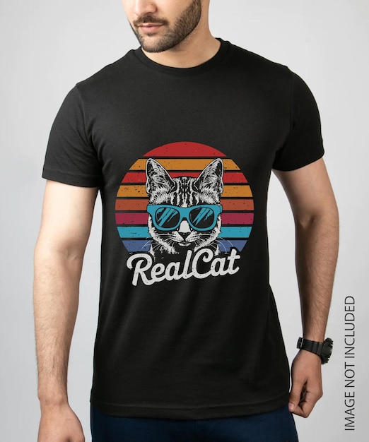 Vector de diseño de camisetas de gato reales