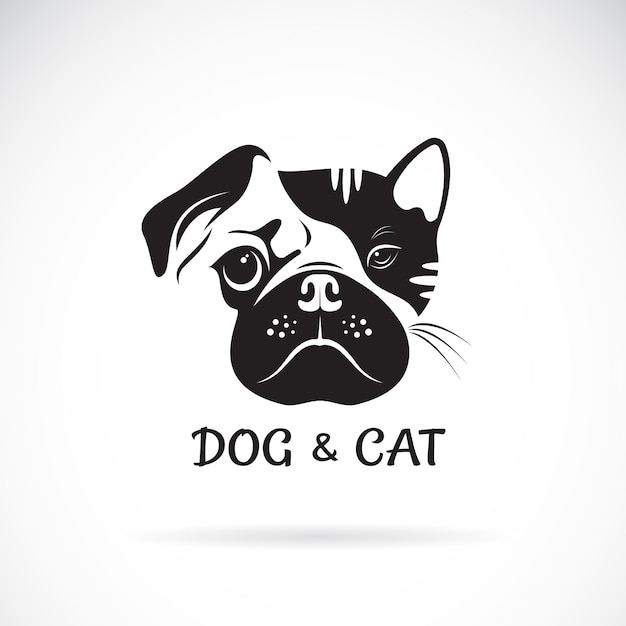 Vector de diseño de cara de perro y gato sobre un fondo blanco. mascota. animal. ilustración vectorial en capas fácil de editar.