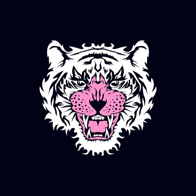 Vector de diseño de cara de tigre blanco de silueta