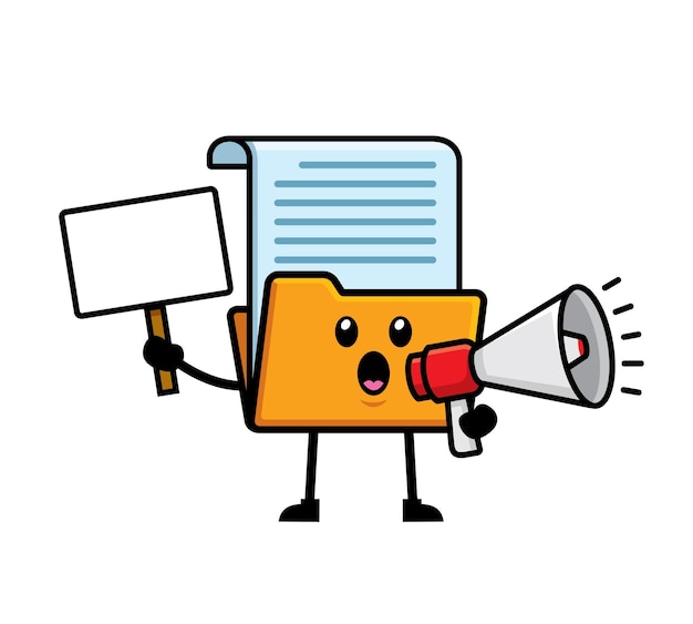 Vector de diseño de caracteres de la mascota de la carpeta de archivos