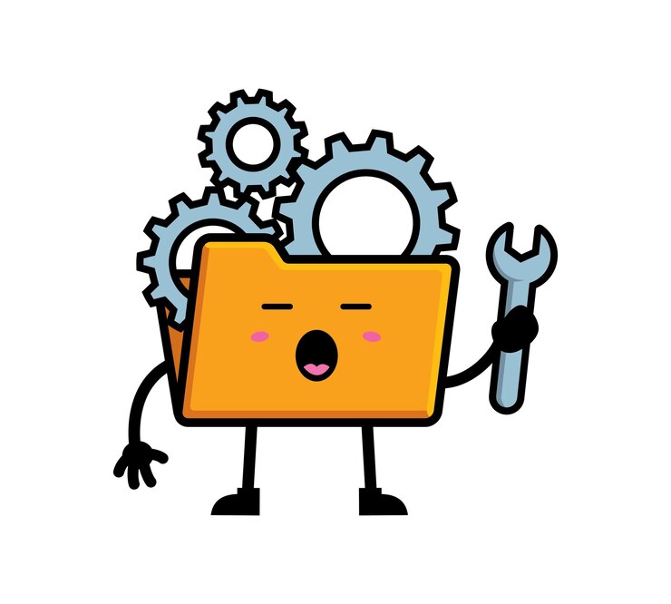 Vector vector de diseño de caracteres de la mascota de la carpeta de archivos
