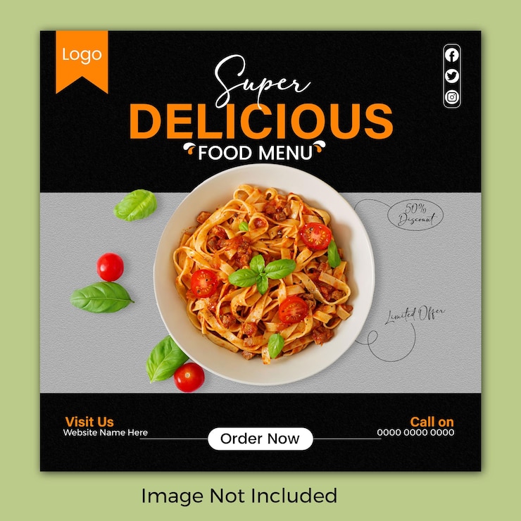 Vector de diseño de carteles de comida modernos para las redes sociales