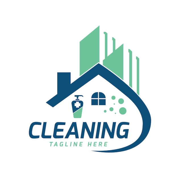 Vector de diseño de la casa del logotipo del servicio de limpieza
