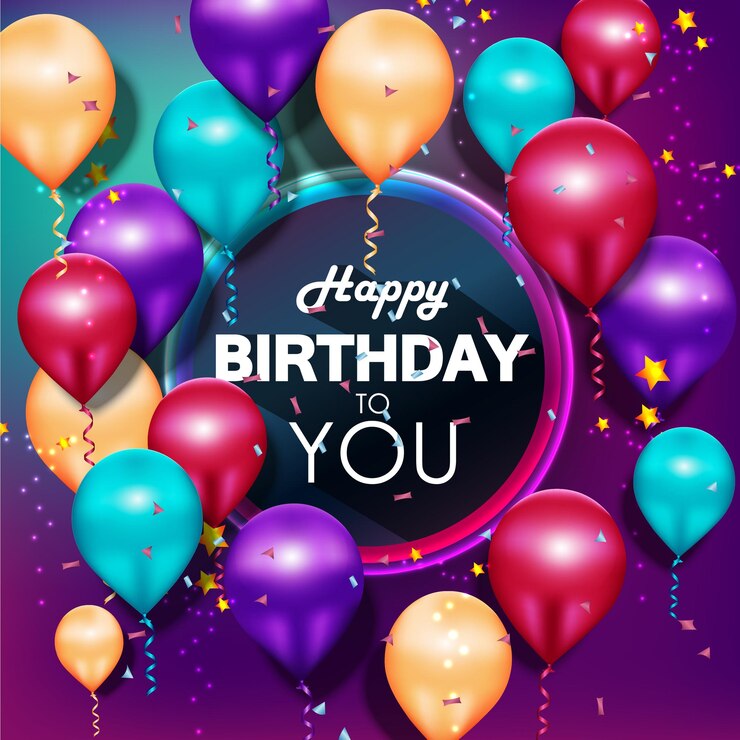 Vector de diseño de celebración de fondo de globos de cumpleaños