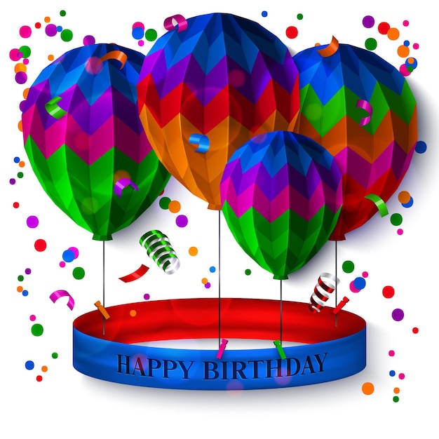 Vector de diseño de celebración de fondo de globos de cumpleaños
