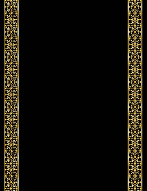 Vector de diseño de cinta de adorno floral dorado doble en color negro