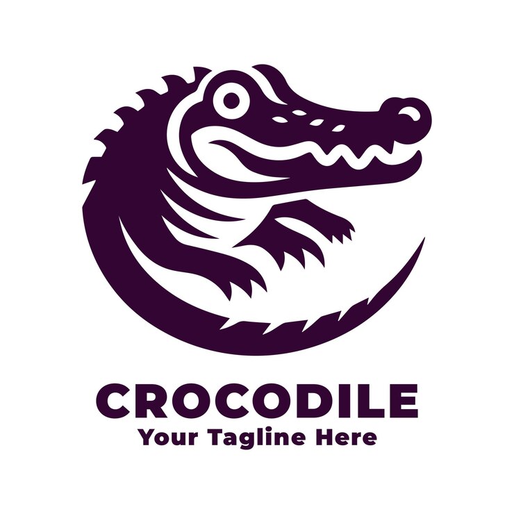 Vector vector de diseño de cocodrilo de logotipo simple