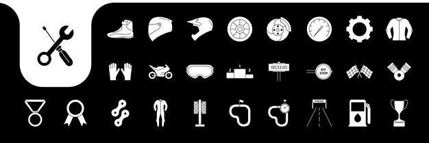 Vector de diseño de la colección de iconos de carreras de motocicletas