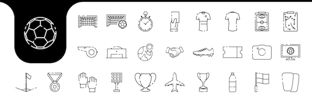 Vector de diseño de la colección de iconos de la línea de fútbol