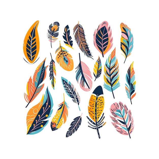 Vector de diseño de la colección de plumas de colores