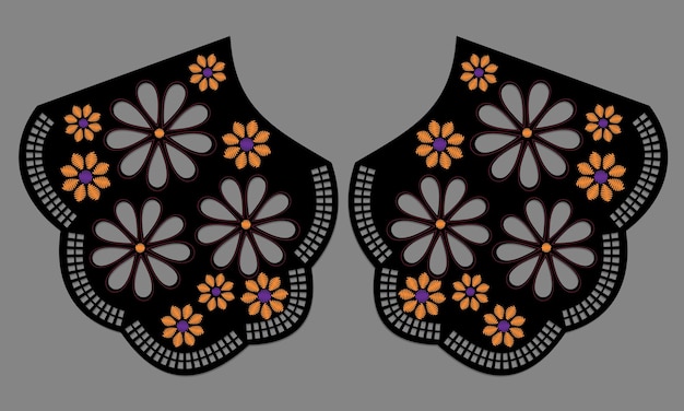 Vector vector de diseño de collar de bordado floral