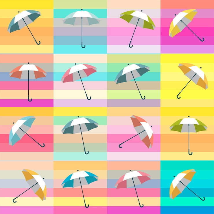 Vector vector de diseño de color de fondo de patrón de paraguas