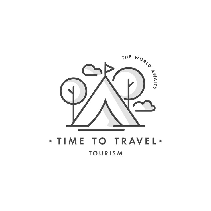 Vector diseño colorido plantilla logo o emblema agencia de viajes y diferentes tipos de turismo Hikin