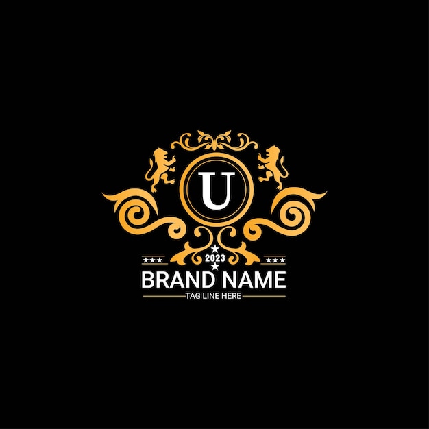 Vector de diseño de concepto de logotipo de marca de lujo de letra U