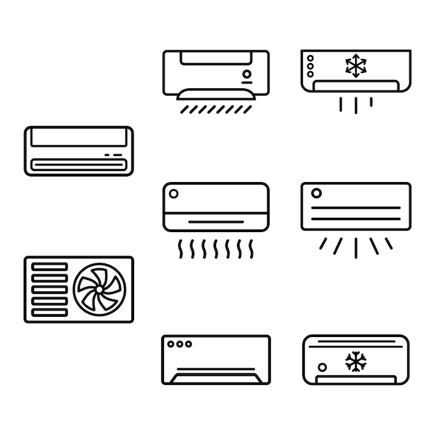 Vector de diseño del conjunto de iconos de aire acondicionado
