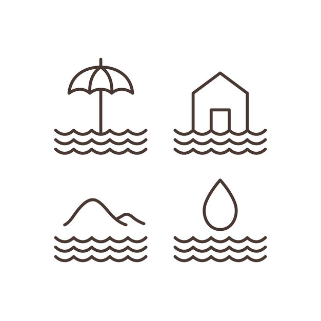 Vector de diseño del conjunto de iconos de vacaciones al aire libre
