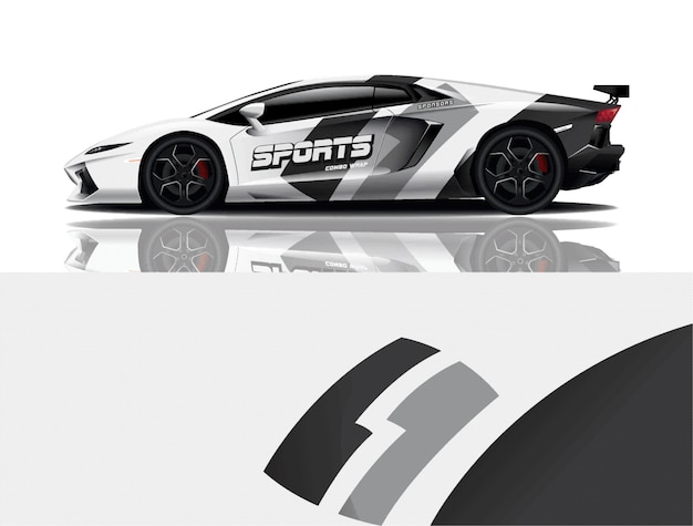 Vector de diseño de deformación de calcomanía de coche deportivo