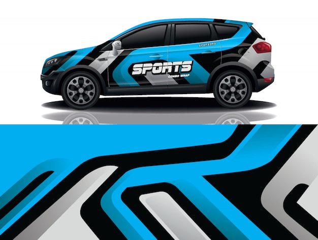 Vector de diseño de deformación de etiqueta de coche SUV