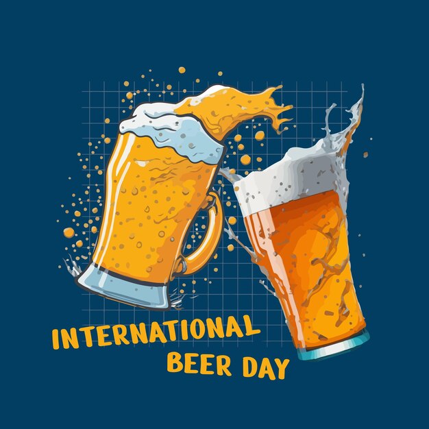 Vector de diseño del día internacional de la cerveza Vector Premium