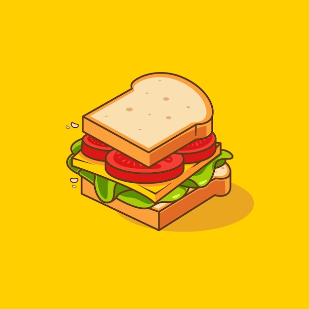 Vector de diseño de dibujos animados de ilustración de sándwich