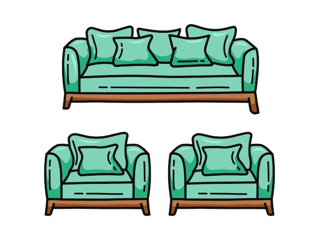 Vector de diseño de dibujos de colores de sofá moderno