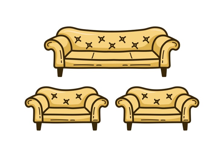 Vector de diseño de dibujos de colores de sofá real