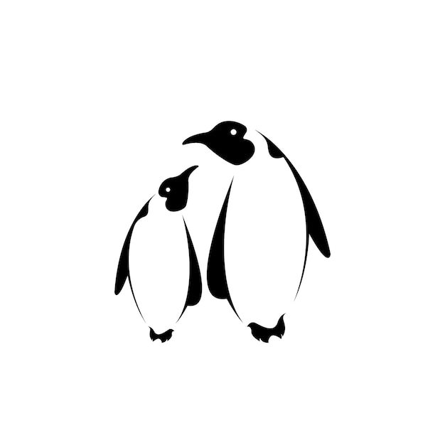 Vector de diseño de dos pingüinos sobre fondo blanco. Ilustración vectorial en capas fácil de editar. Animales salvajes. Animales polares.