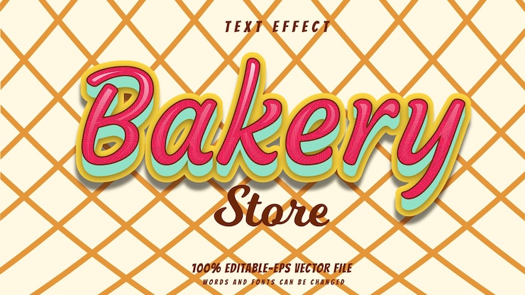 Vector vector de diseño de efecto de texto de panadería