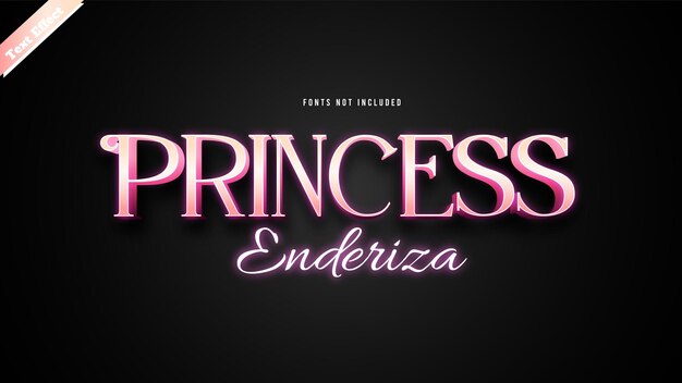 Vector vector de diseño de efecto de texto princesa enderiza