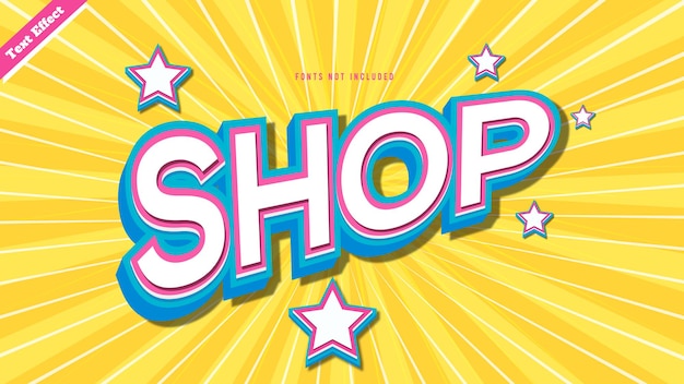 Vector de diseño de efecto de texto de tienda. texto editable en 3d
