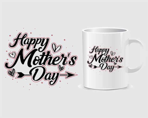 Vector vector de diseño de elemento de impresión y taza de feliz día de la madre