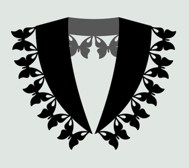 Vector de diseño de encaje de cuello de algodón negro
