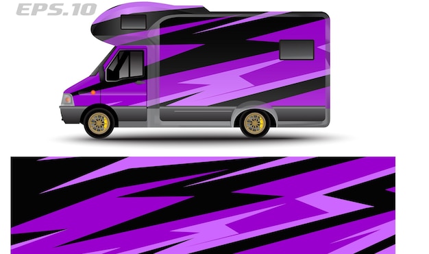 Vector de diseño de envoltura de autocaravana para pegatinas de vinilo de vehículos y librea de calcomanías automotrices