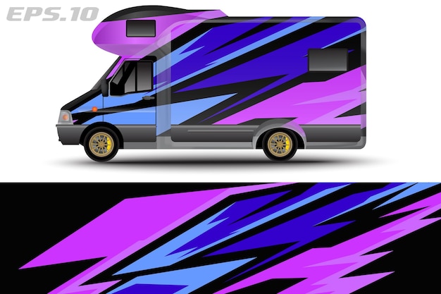 Vector de diseño de envoltura de autocaravana para pegatinas de vinilo de vehículos y librea de calcomanías automotrices