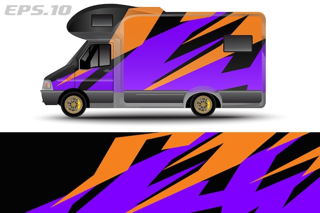 Vector de diseño de envoltura de autocaravana para pegatinas de vinilo de vehículos y librea de calcomanías automotrices