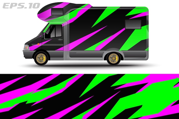 Vector de diseño de envoltura de autocaravana para pegatinas de vinilo de vehículos y librea de calcomanías automotrices