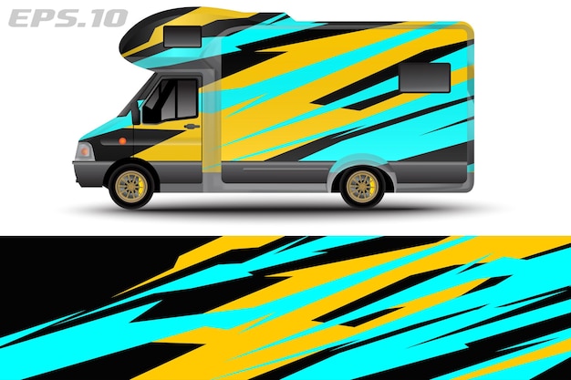 Vector de diseño de envoltura de autocaravana para pegatinas de vinilo de vehículos y librea de calcomanías automotrices