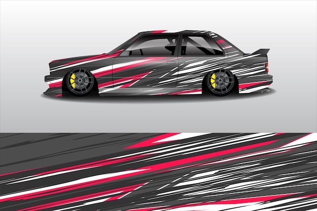 Vector de diseño de envoltura de automóvilDiseños de fondo de carreras de rayas abstractas gráficas para carrera de rally de vehículos