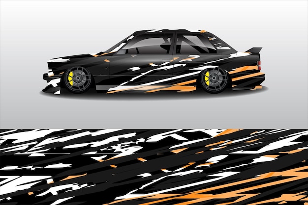 Vector de diseño de envoltura de automóvilDiseños de fondo de carreras de rayas abstractas gráficas para carrera de rally de vehículos