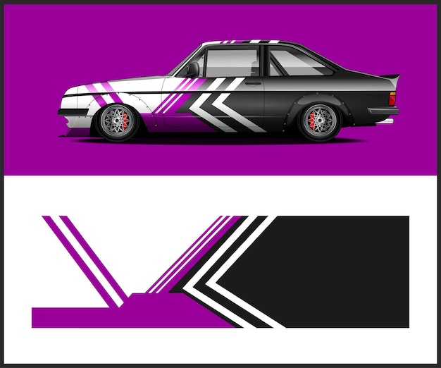Vector de diseño de envoltura de automóviles de carreras Diseño de envoltación de vehículos