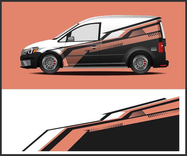Vector de diseño de envoltura de automóviles de carreras Diseño de envoltación de vehículos