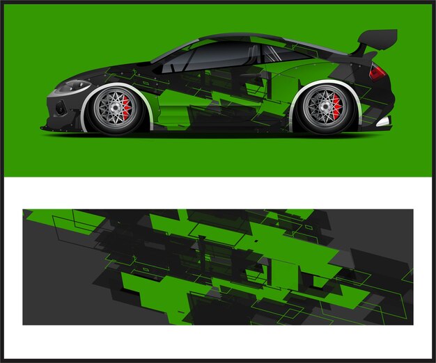 Vector de diseño de envoltura de automóviles de carreras Diseño de envoltación de vehículos