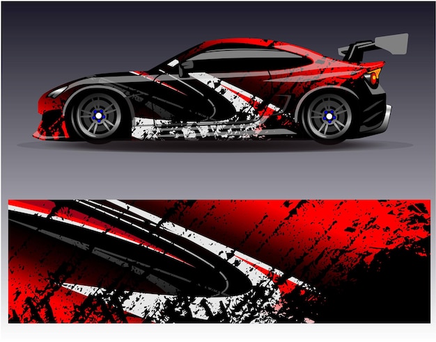 Vector de diseño de envoltura de automóviles Diseños de fondo de carreras de rayas abstractas gráficas para carreras de rally de vehículos