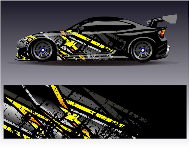 Vector de diseño de envoltura de automóviles Diseños de fondo de carreras de rayas abstractas gráficas para carreras de rally de vehículos