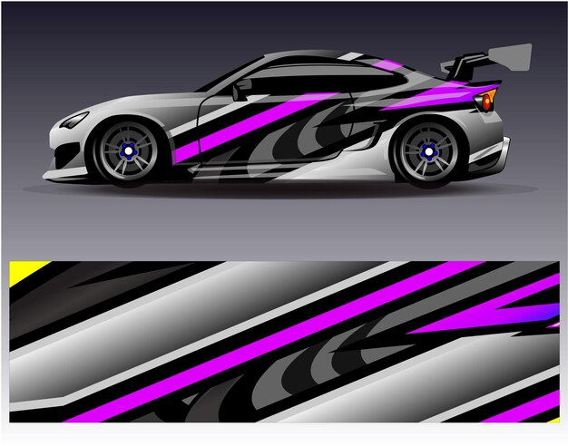 Vector de diseño de envoltura de automóviles Diseños de fondo de carreras de rayas abstractas gráficas para carreras de rally de vehículos